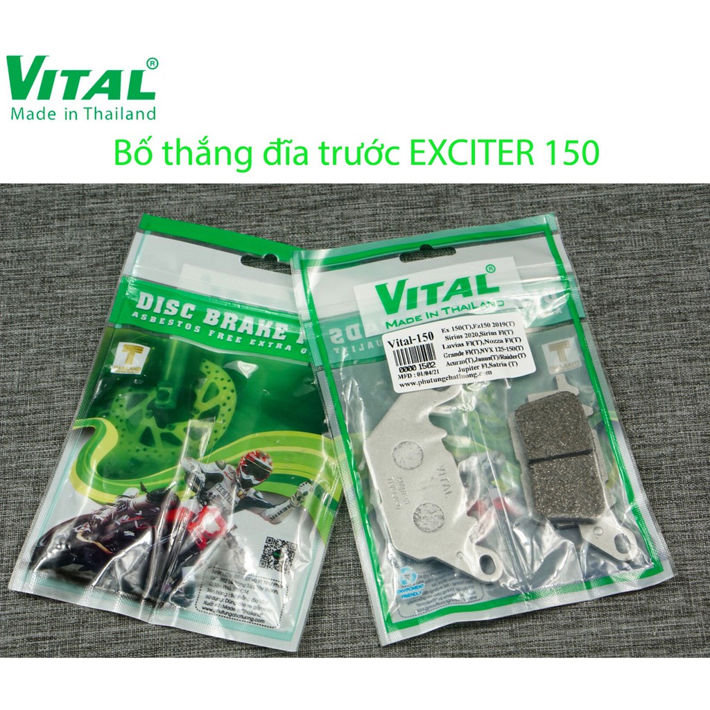 Bố thắng đĩa sau + trước Exciter 150, Exciter 155, Ex 155, Ex150 Raider xăng cơ - má phanh, bo thang dia VITAL