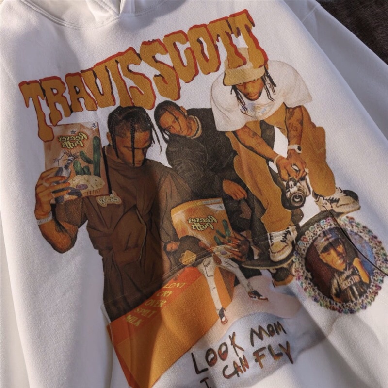 Áo hoodie unisex nam nữ hiphop TRAVIS 2 màu.