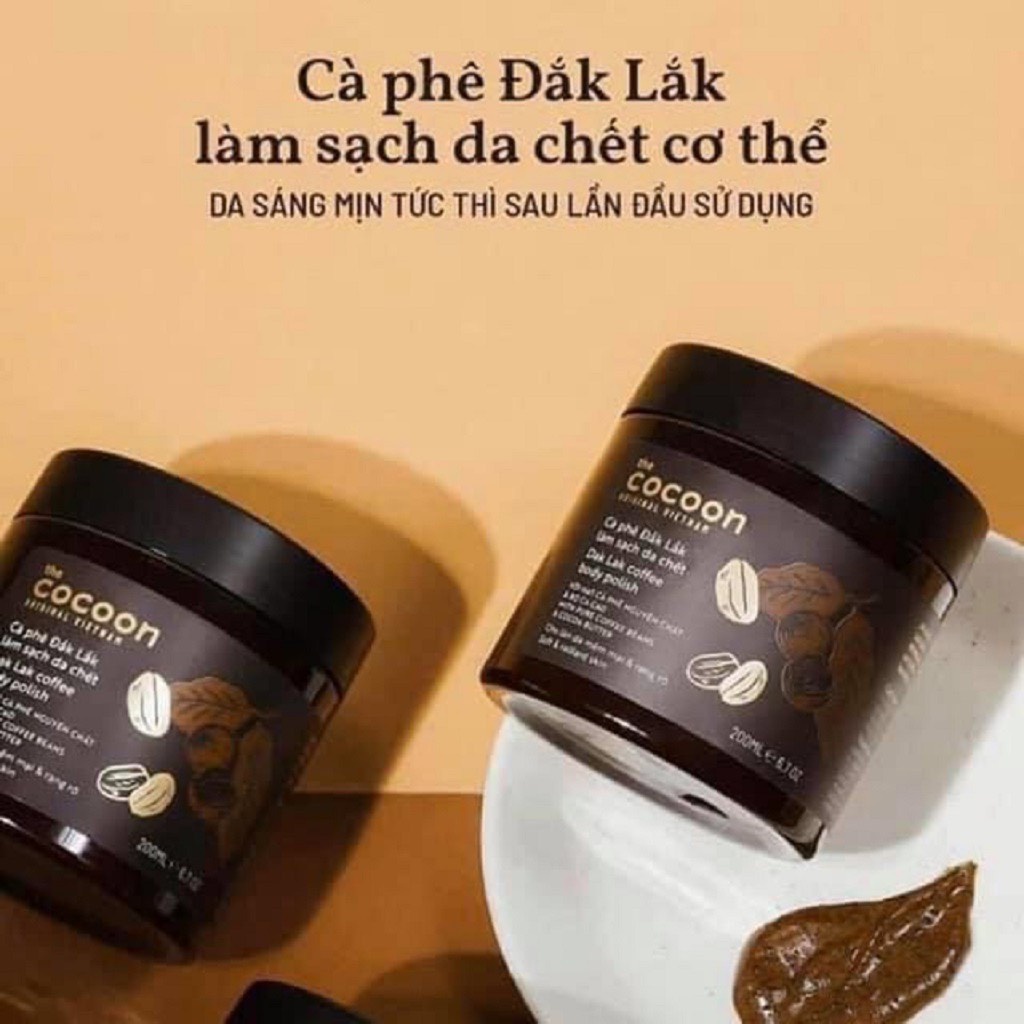 Cà phê Đắk Lắk làm sạch da chết cơ thể Cocoon coffee body polish 200ml ＊AramoMart＊