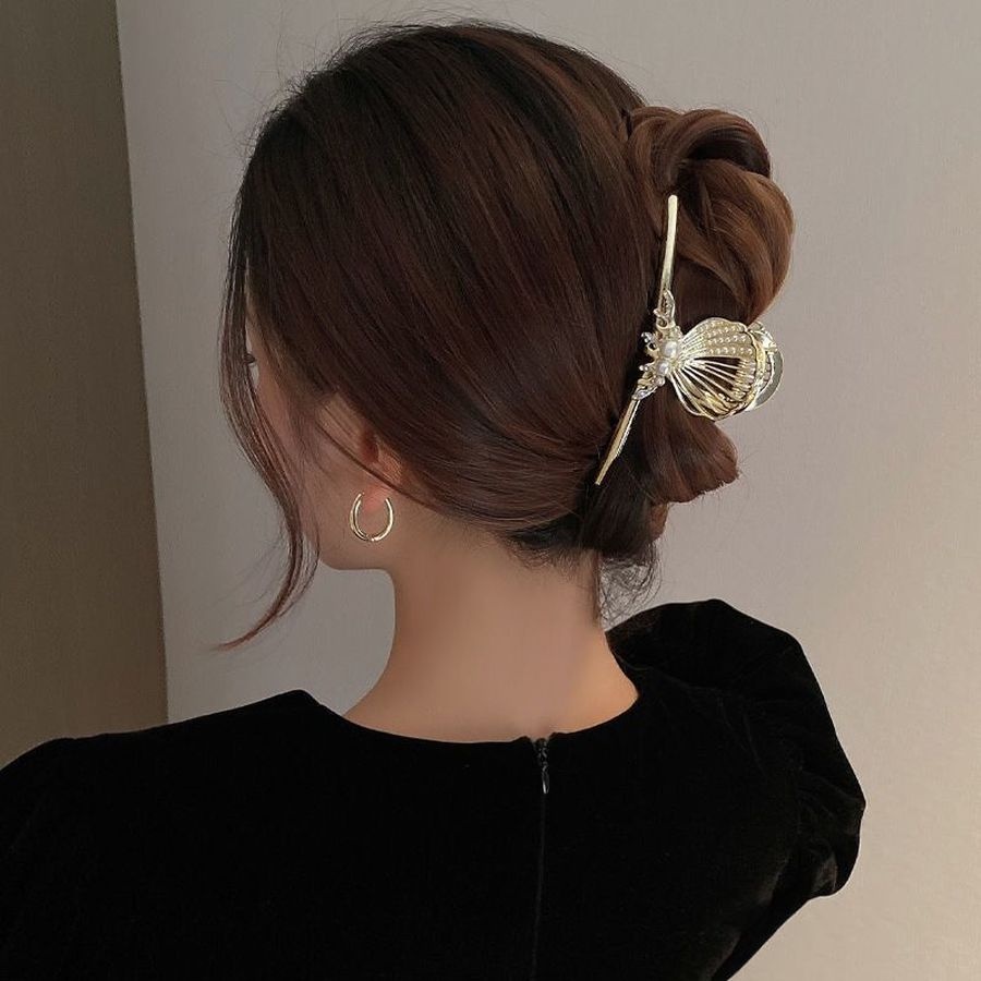 Kẹp Tóc Hợp Kim Đính Đá Và Ngọc Trai Nhân Tạo Thời Trang