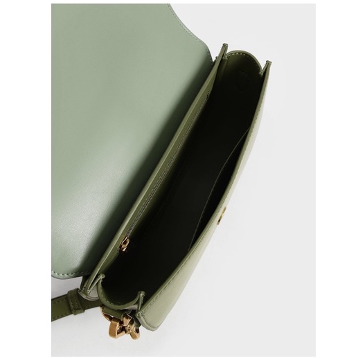 Túi ví nữ đeo vai đeo chéo CNK GABINE QUILTED SADDLE BAG XANH RÊU PHỐI