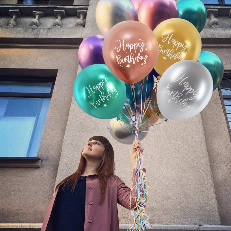 Set 10 Bong Bóng Latex 12 Inch Chúc Mừng Sinh Nhật