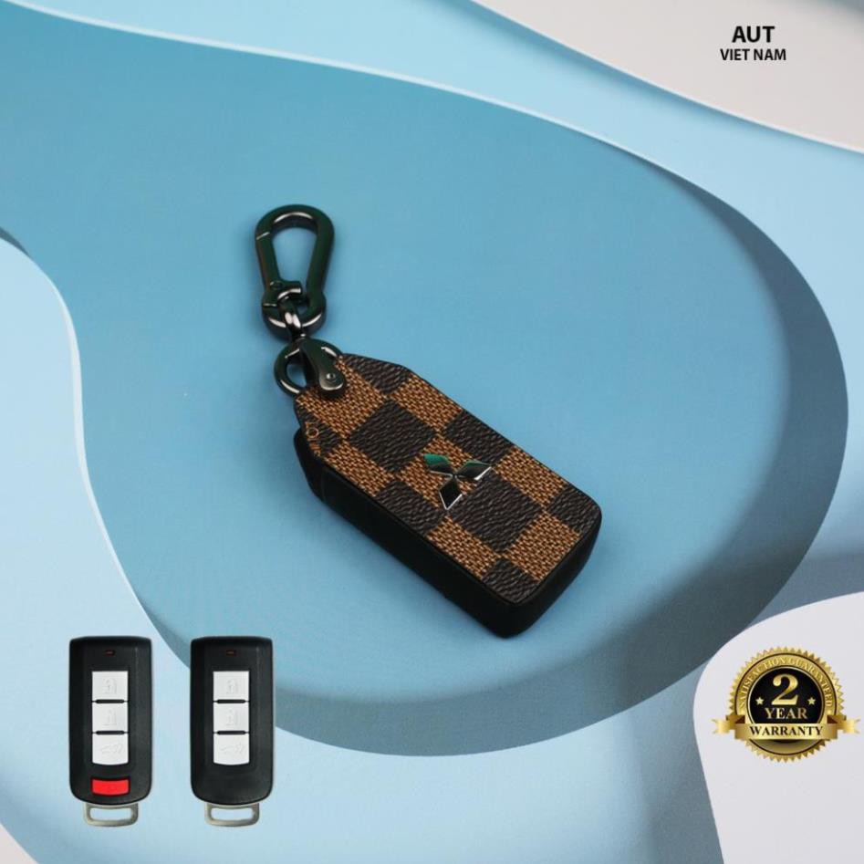 Bao da chìa khóa Smartkey Mitsubishi (Xpander, Outlander, Triton, Attrage, Pajero Sport) da Canvas L V xẻ túi cao cấp