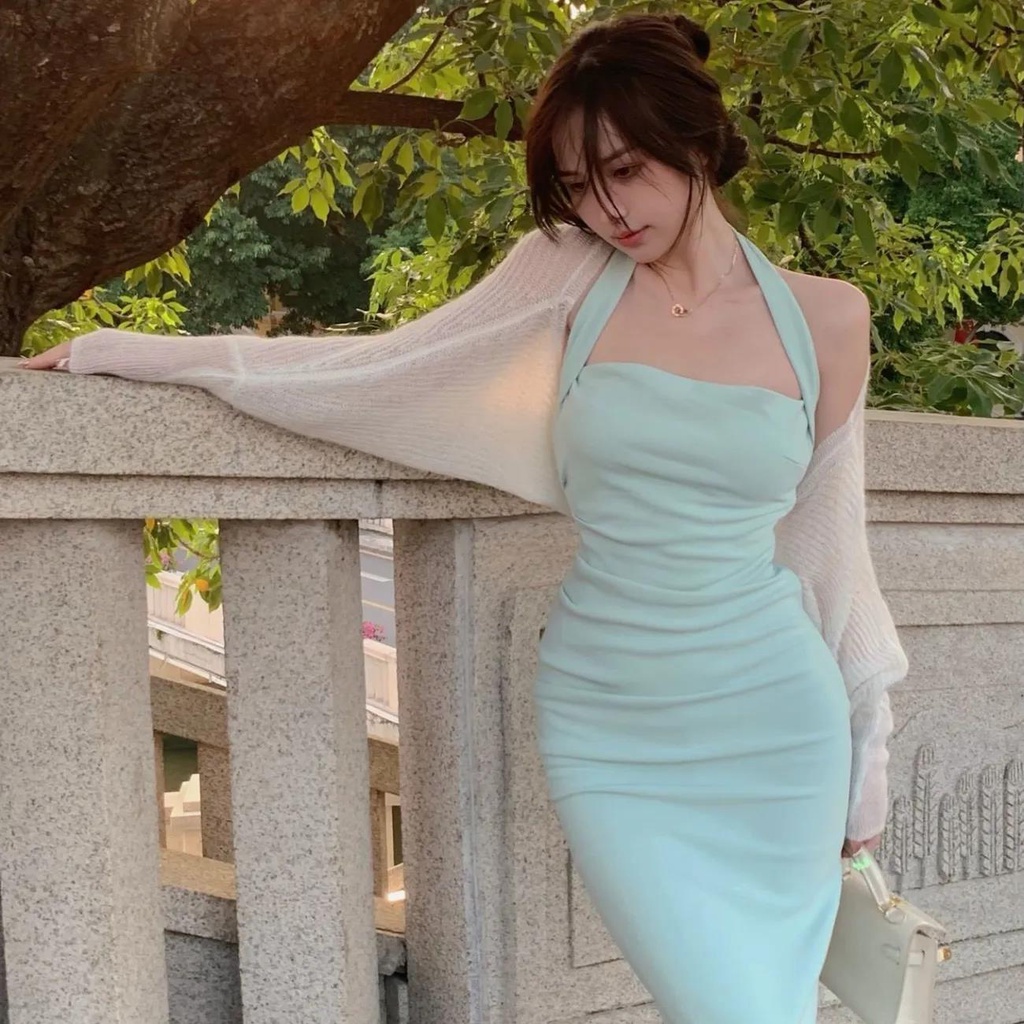 Đầm Dài Hai Dây Ôm Dáng Xẻ Tà Quyến Rũ Cho Nữ