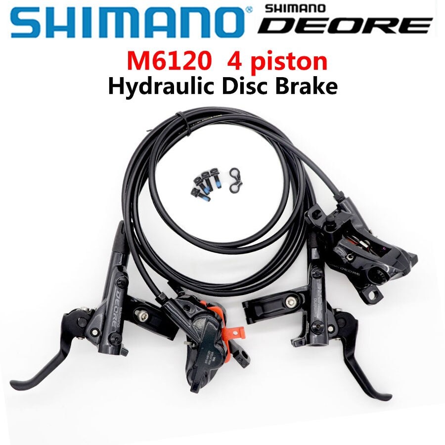 Bộ Phanh Dầu SHIMANO DEORE M6100 2 Piston M6120 4 Piston Phanh Đĩa Má Phanh Tản Nhiệt Cao Cấp Dành Cho Xe MTB