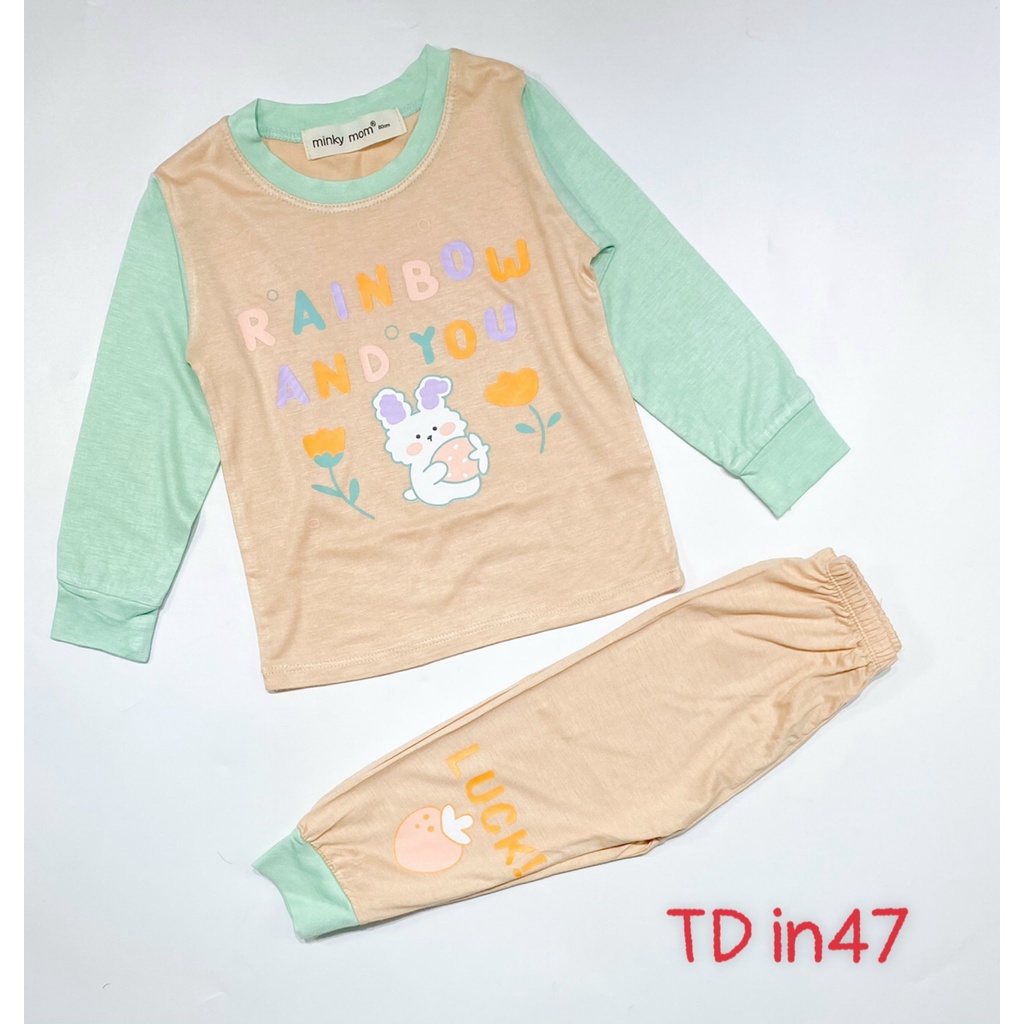 Bộ Dài Tay THUN LẠNH MINKYMOM Phối Màu In Hình Động Vật Dễ Thương Cho Bé TD-IN47