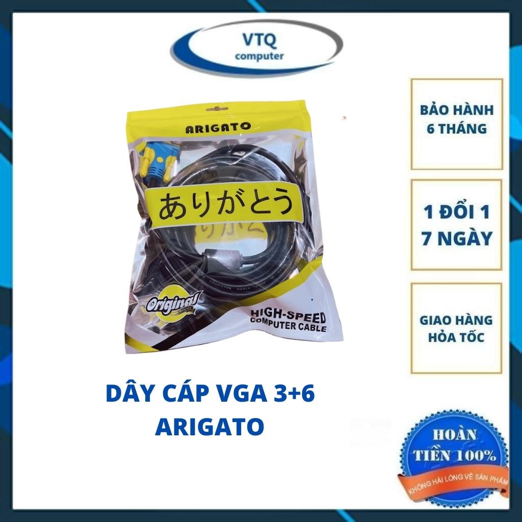 Dây vga 3+6, cáp tín hiều vga 3+6 1.5m, 3m, 5m chính hãng ARIGATO. bảo hành 12 tháng