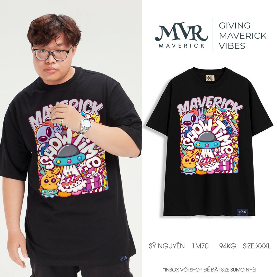 Áo form rộng nam nữ icon người ngoài hành tinh hoạt hình MVR size rộng tee Mỹ BB4095