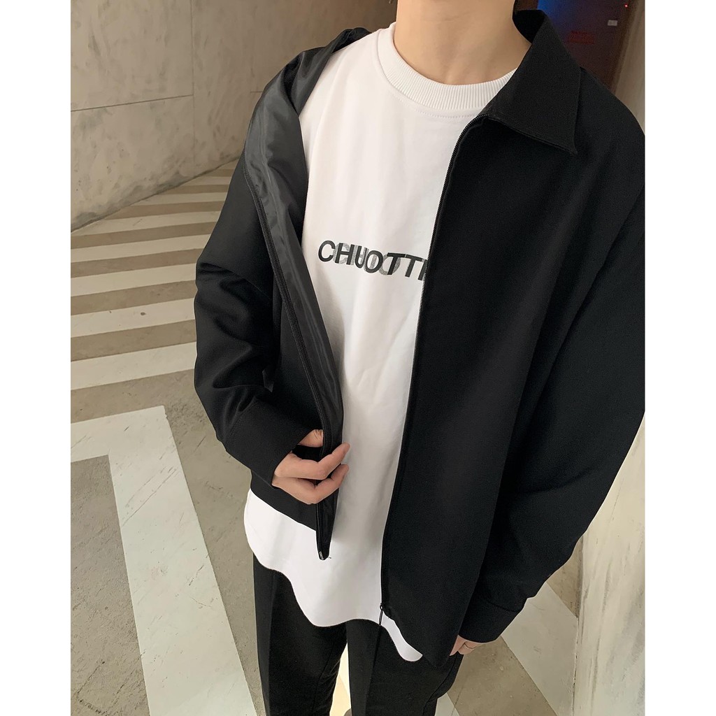 ÁO KHOÁC đen Zip Outer CHUOTTRANG