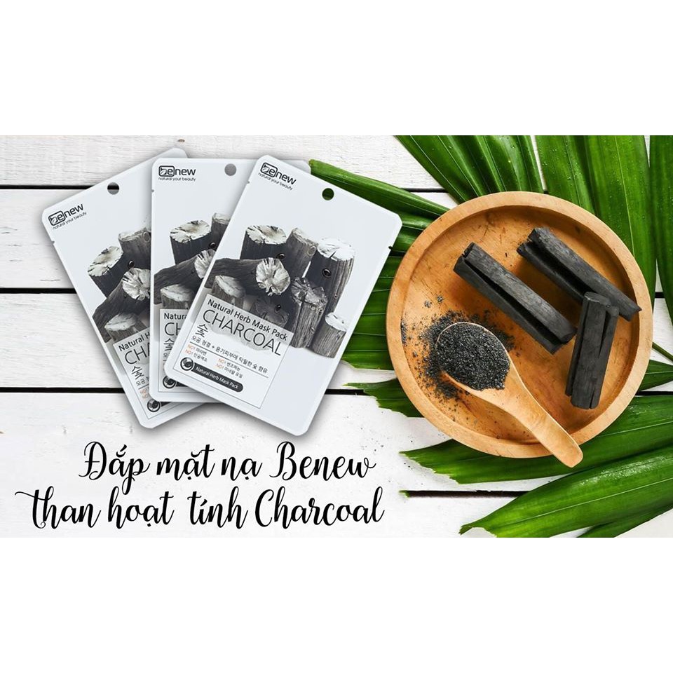 Mặt nạ giấy dưỡng da Than hoạt tính Benew Charcoal Natural Herb Mask Pack 22ml
