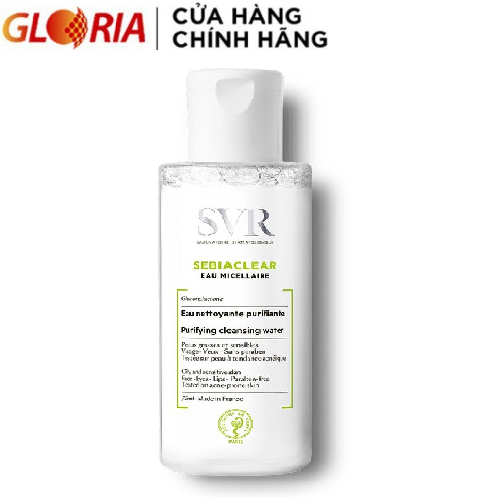 Nước Làm Sạch Da, Tẩy Trang Và Giúp Loại Bỏ Dầu SVR SEBIACLEAR Eau Micellaire 75ml