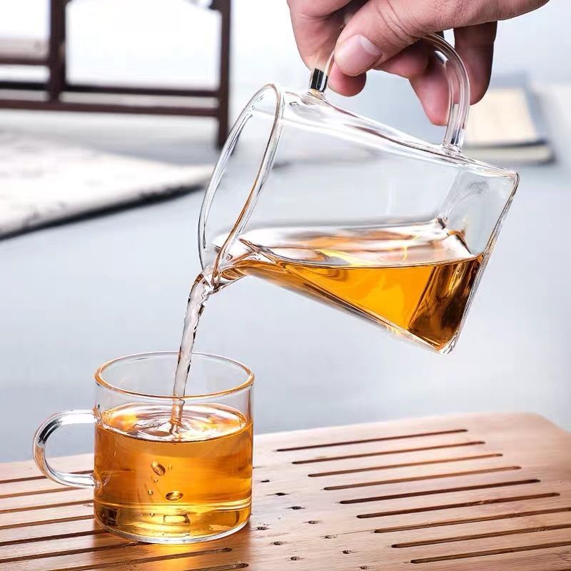 Bộ Cốc Thủy Tinh Dày Cách Nhiệt Chia Ngăn Trà Dung Tích Lớn IWYQ