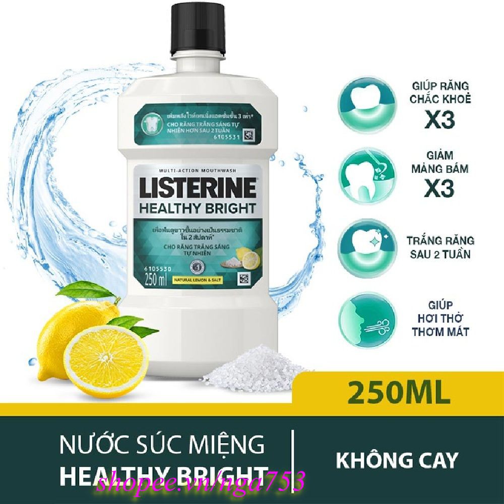 Nước Súc Miệng 250Ml Listerine Healthy Bright Làm Trắng Răng Thơm Miệng, nga753 Uy Tín Từ Chất Lượng.