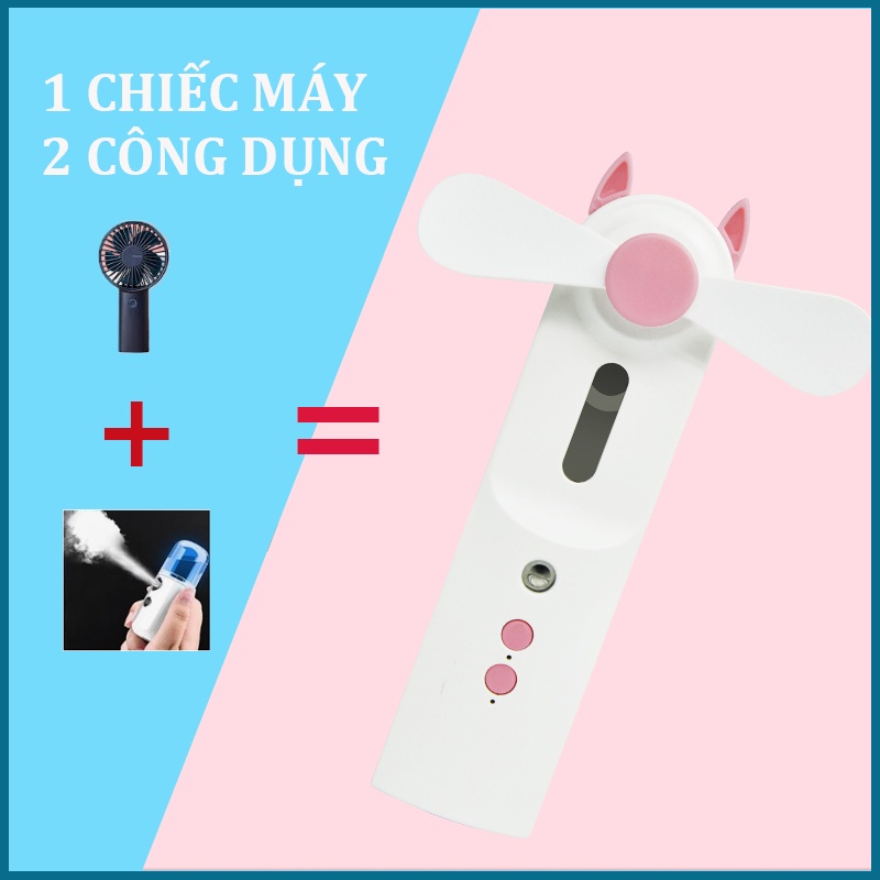Quạt phun sương cầm tay, Quạt mini tích hợp hai chế độ quạt và phun sương hơi nước làm mát và cấp ẩm cho da