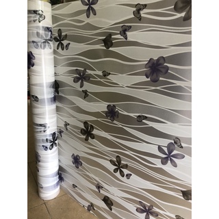 decal dán kính hoa tím vân sóng