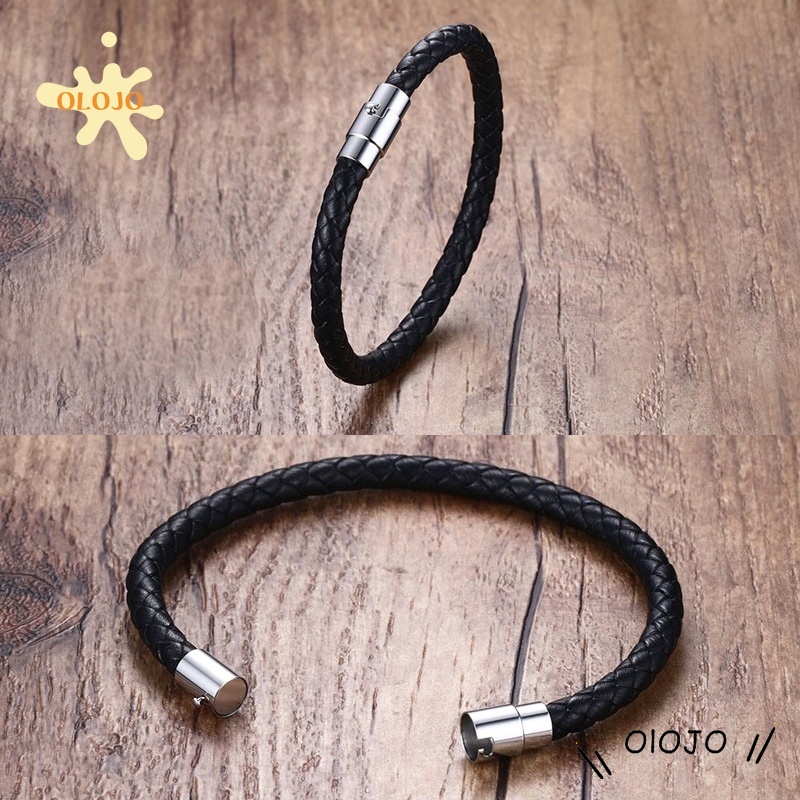 Vòng tay dây da bện khóa nam châm thời trang cho nam nữ