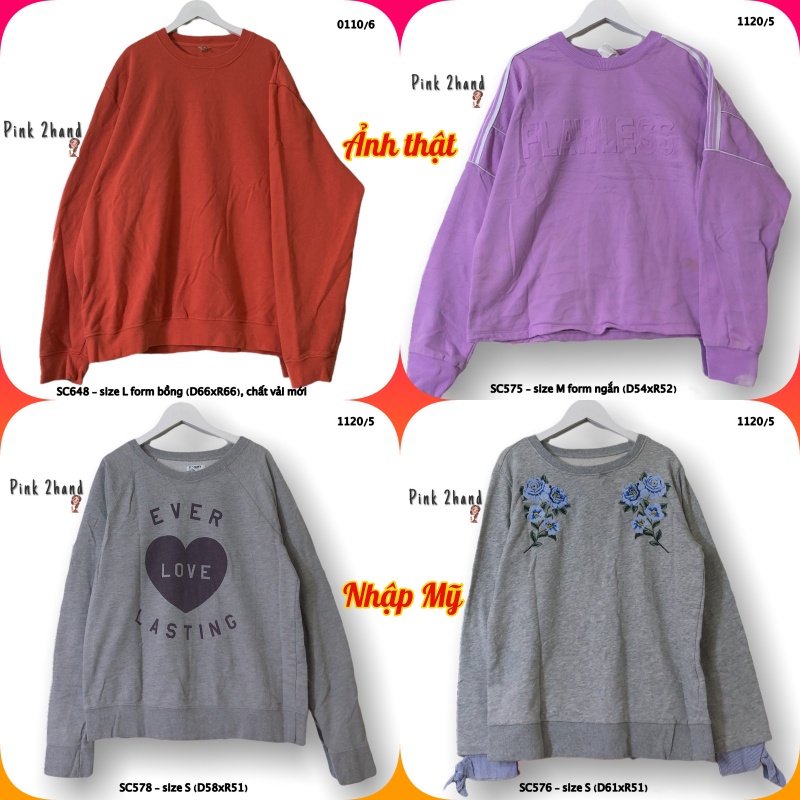 Áo Sweater nữ, nam 2hand, chất dày, size XL/XXL - 1212-3