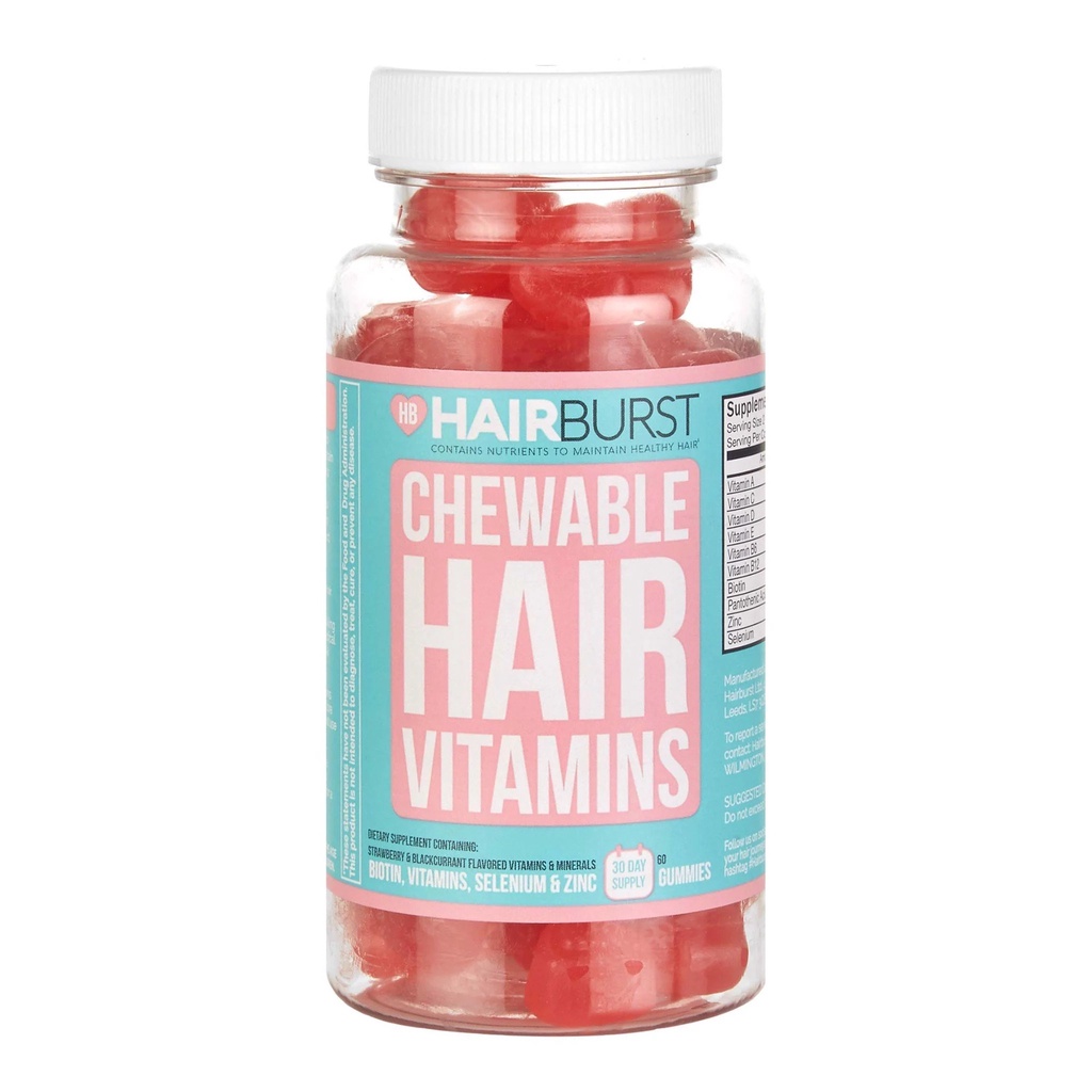 Kẹo Dẻo Vitamin Chăm Sóc, Hỗ Trợ Mọc Tóc HAIRBURST Chewable Hair Vitamins 60 gram/1 Lọ