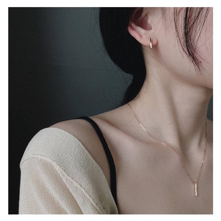 Dây chuyền bạc nữ mặt thanh đinh đính đá Evasilver, vòng cổ chuẩn bạc ta thời trang thanh lịch