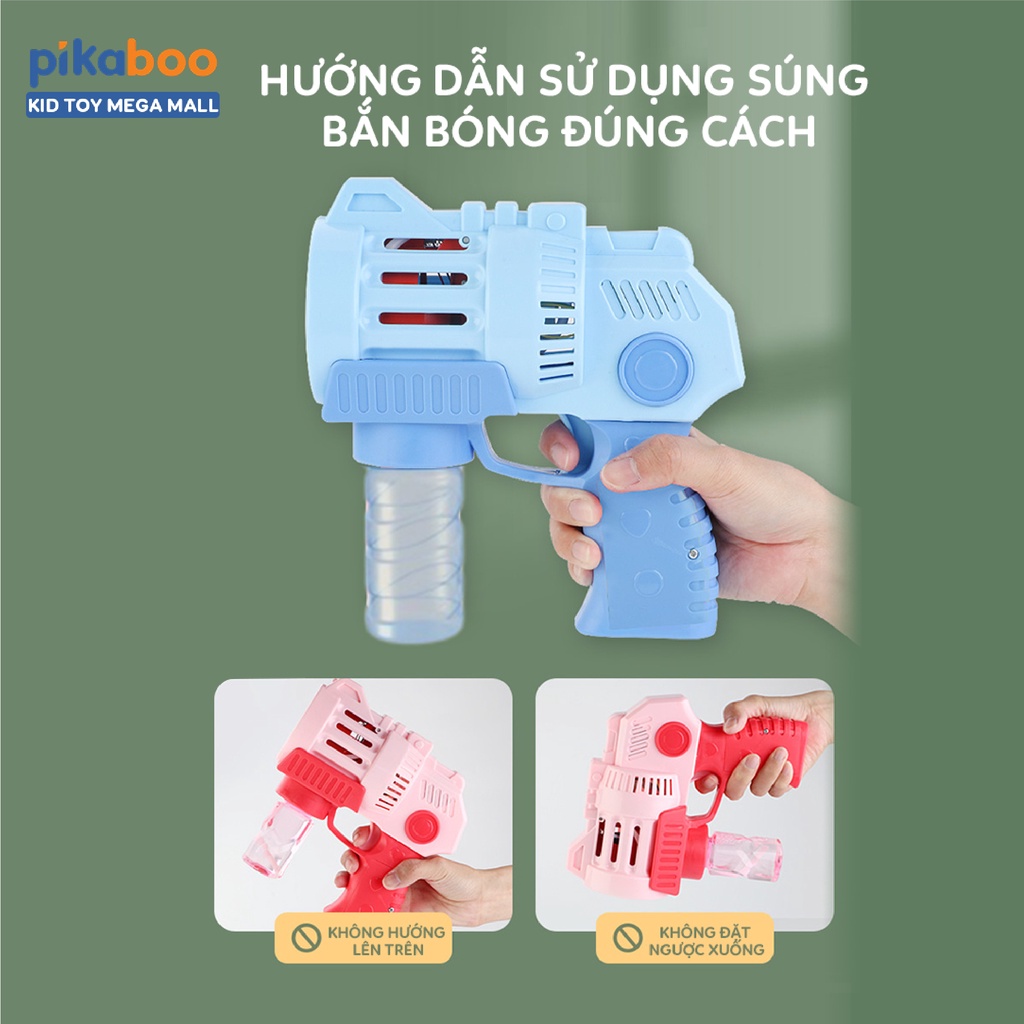 Đồ chơi máy bắn bong bóng xà phòng Pikaboo cho bé thiết kế 5 nòng cỡ bự làm từ nhựa an toàn