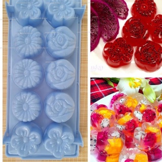 Khuôn 10 viên Bông rau câu phô mai vỉ đá khay thạch hoa - jelly mold tray