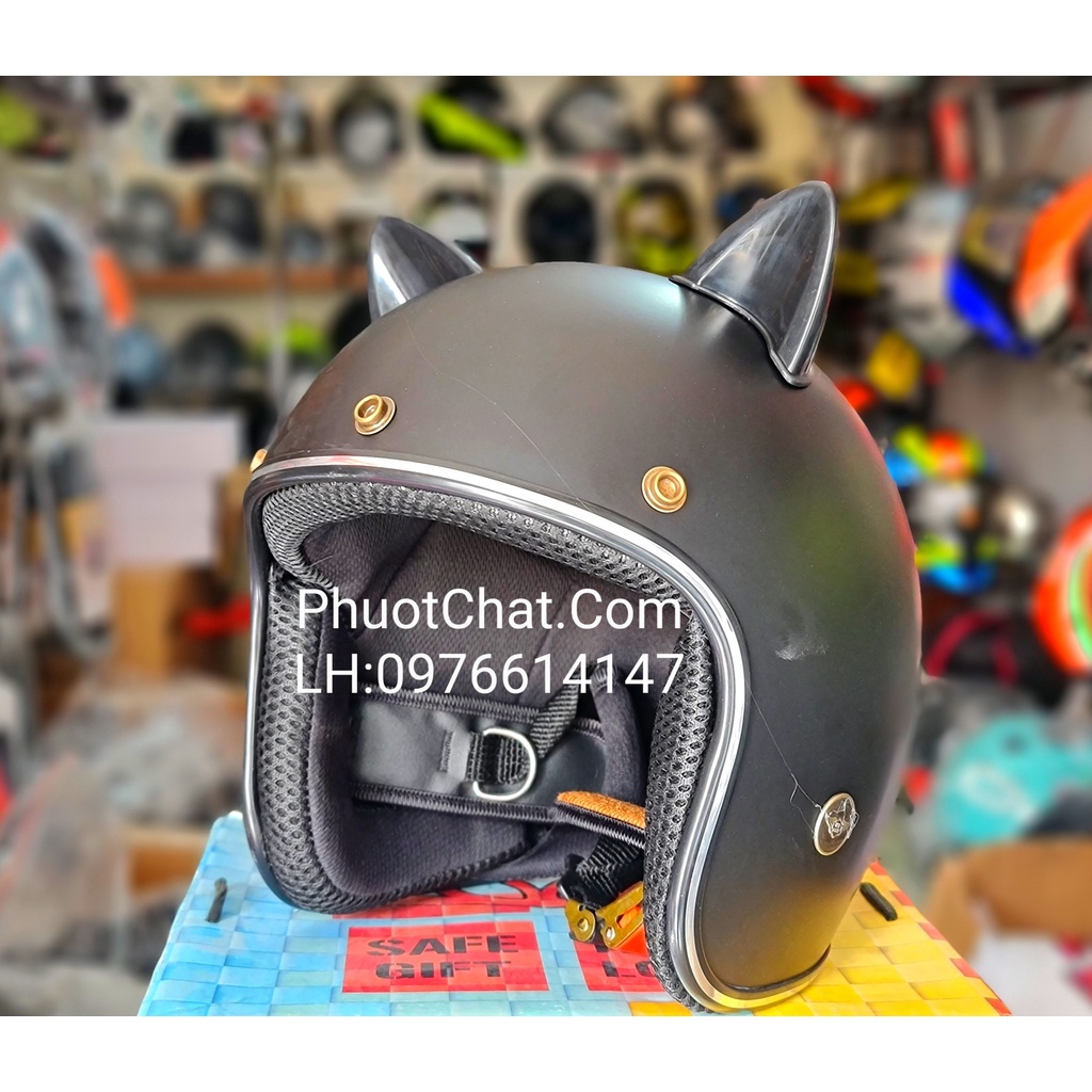 Tai mèo nhựa gắn mũ bảo hiểm nửa đầu - 3/4 - Fullface nhiều màu siêu dễ thương