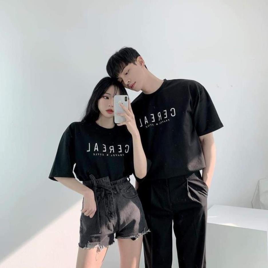 Áo đôi nam nữ Unisex in chữ nổi bật vải cotton 100%, áo thun cặp tay lỡ form rộng đồ đôi phong cách - aodoi.cosmetics