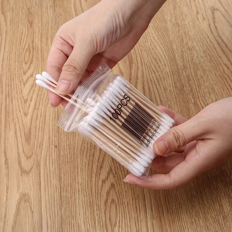 New 30/100 Ultra Small Disposable Cotton Swabs Lint Free micro Wood Brushes