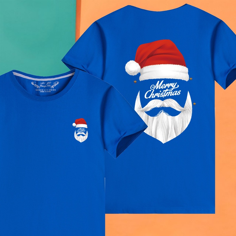 Set Áo Thun Tay Ngắn 95% cotton In Hình Ông Già Noel Năm Mới 2023 Thời Trang Cho Gia Đình