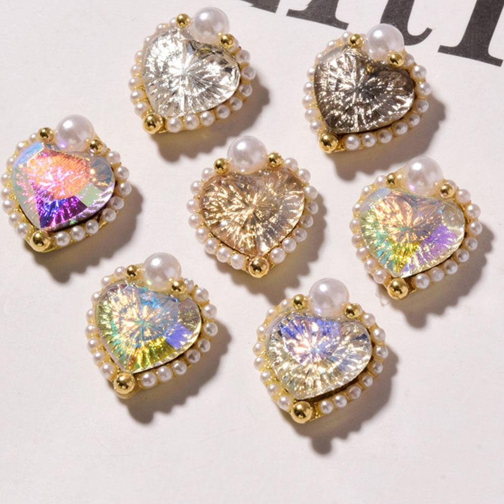 OCEANMAP Phụ Kiện Đính Trang Trí Móng Tay Hình Trái Tim Dập Nổi Thời Trang