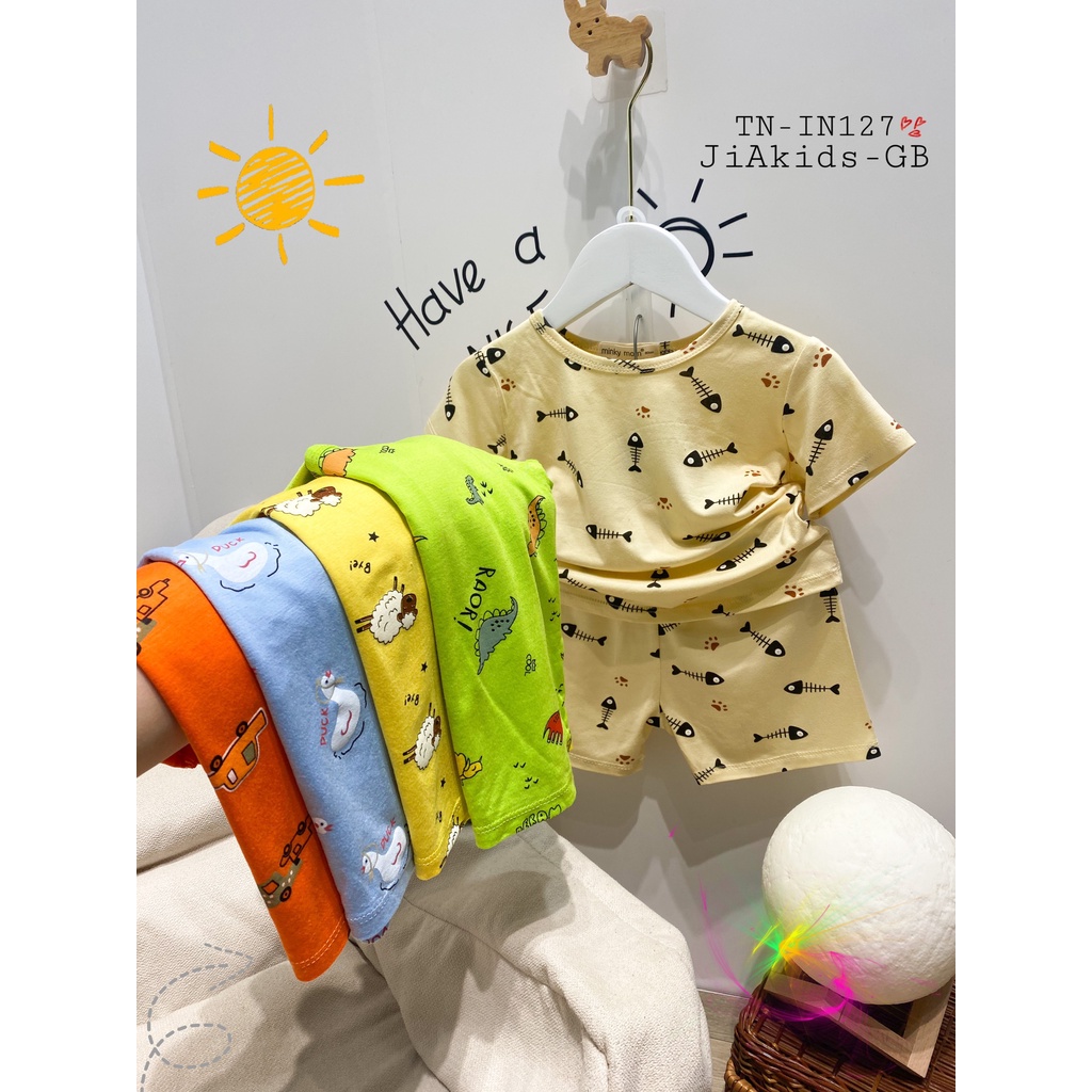 Bộ Cộc Tay THUN LẠNH MINKY MOM In Hình Toàn Thân Dễ Thương Cho Bé TN-IN127