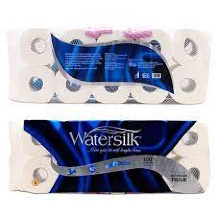 Bịch 10 cuộn giấy vệ sinh Watersilk có lõi, 3 lớp- hàng chất lượng