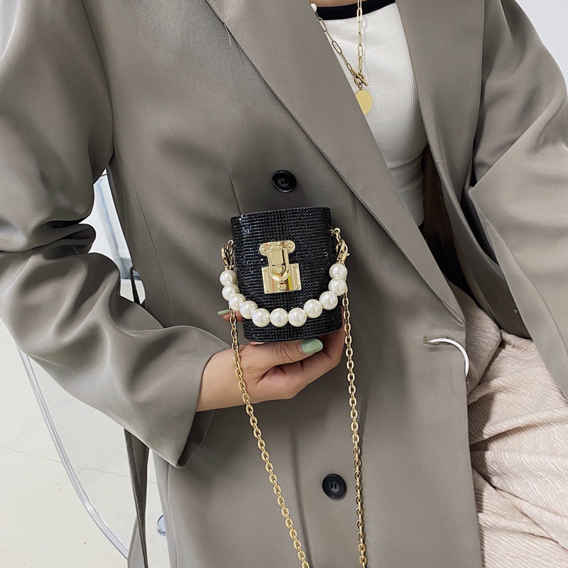 Túi Đeo Chéo mini Đính Đá Và Ngọc Trai Giả Thời Trang Mới 2021