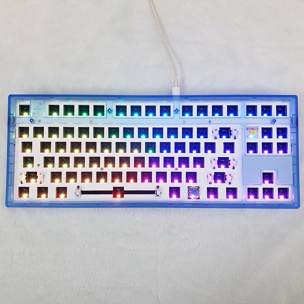 Bộ kit bàn phím cơ FL-Esports MK870 Clear Blue - Hotswap Led RGB - Sẵn foam - BH 12 tháng