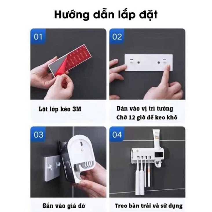 Kệ Nhả Kem Treo BàN ChảI Đánh Răng TiệN LợI Khử Khuẩn Bằng Tia Uv Cảm Ứng Khử Trùng