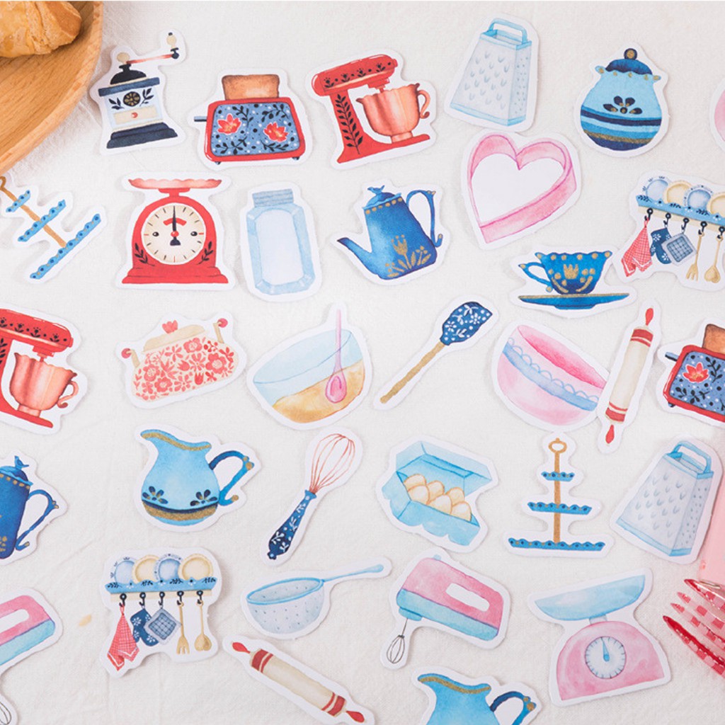 Hộp 46 Miếng dán Sticker trang trí chủ đề Dụng Cụ Nhà Bếp Box Sticker ST467
