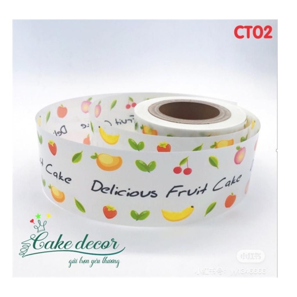 Cuộn Mica Lót Thành Bánh Họa Tiết Trang Trí Loại 8cm Dài 60m