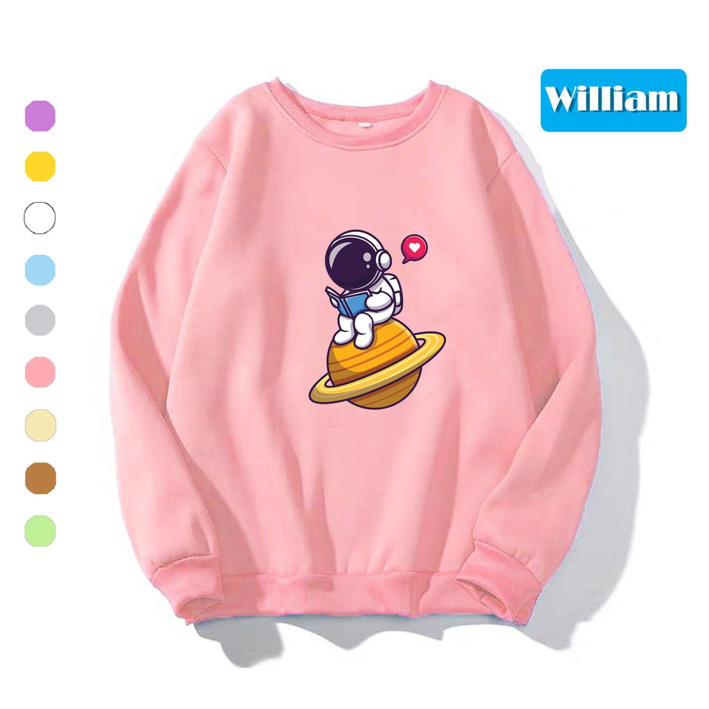 Áo sweater nam nữ in hình Du Hành Gia dễ thương cute, chất nỉ dày dặn, hợp làm áo cặp William - DS159