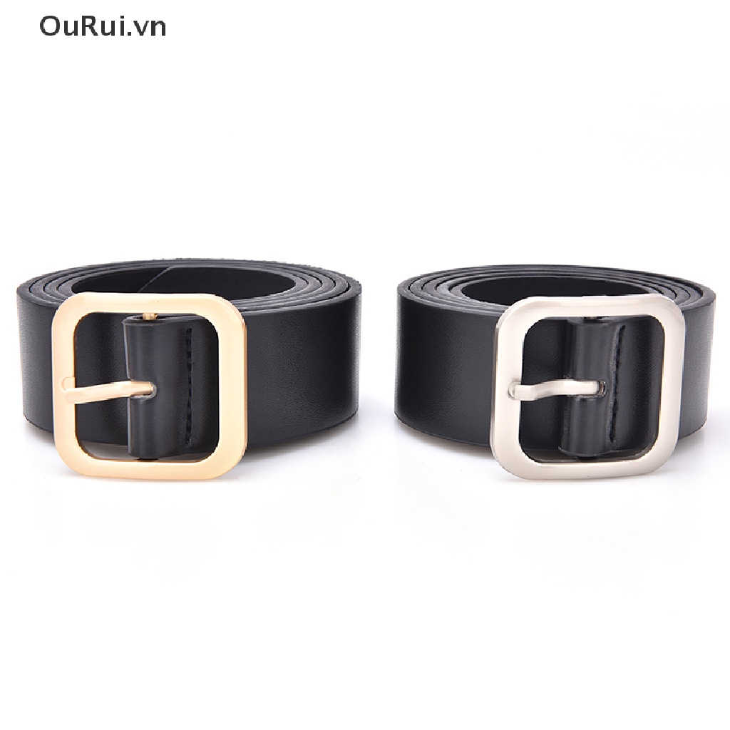 Thắt Lưng Da Khóa Vuông Kim Loại Thời Trang Cho Nữ