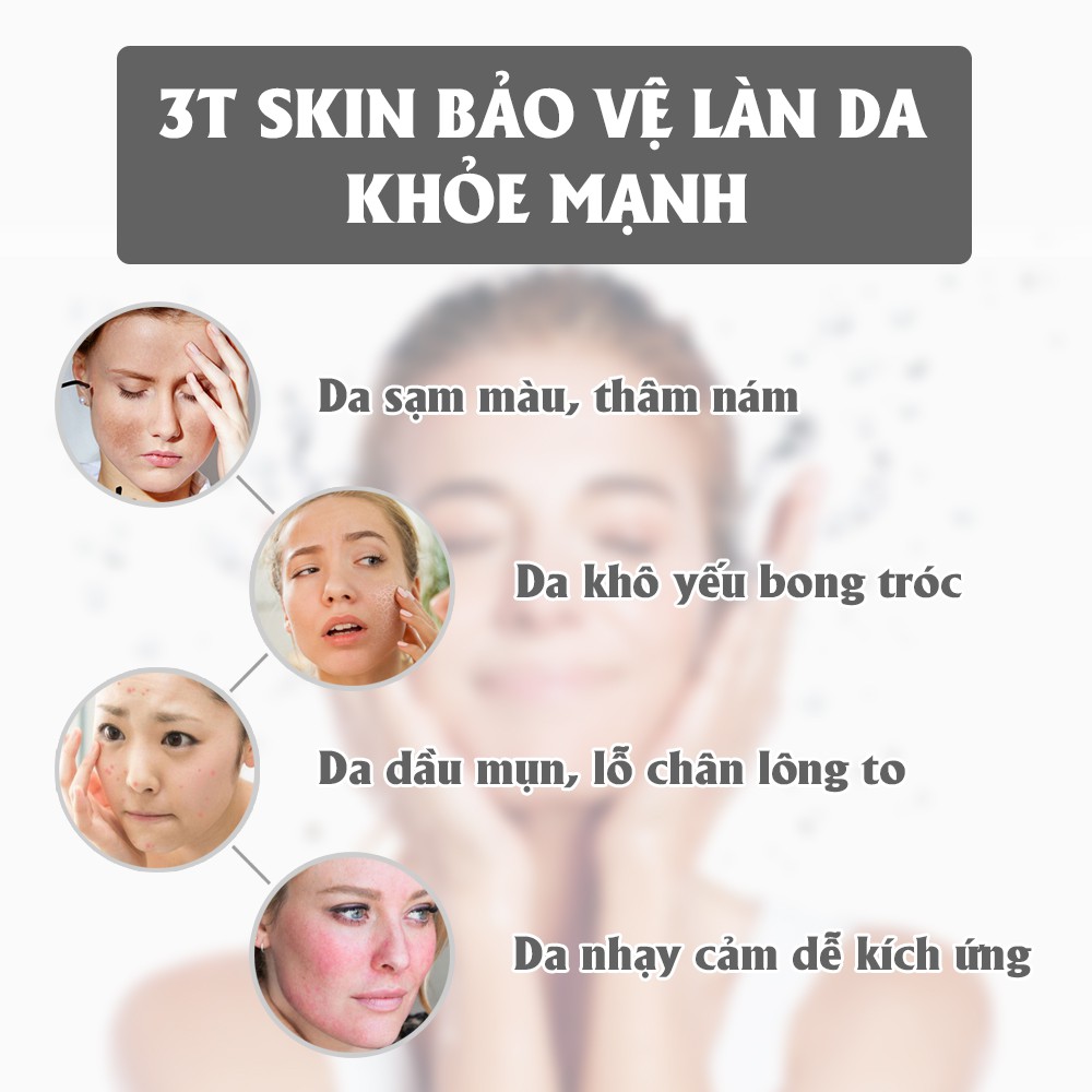 Combo 2 Sữa Rửa Mặt Dịu Nhẹ 3T Skin Sạch Sâu, Dưỡng Ẩm, Giúp Da Trắng Sáng, Mịn Màng (2 Tuýp x 50g)