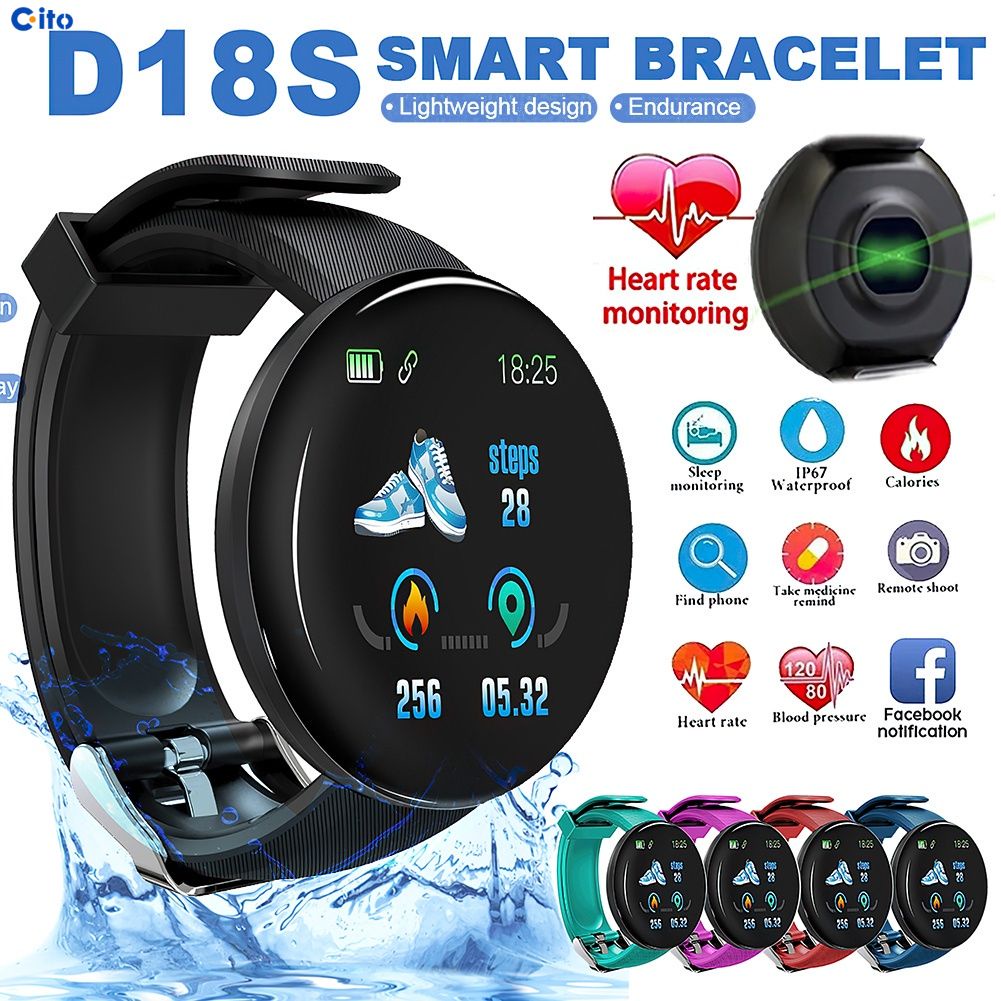 D18 Bluetooth Thông Minh Xem Người Đàn Ông Phụ Nữ Không Thấm Nước Ngủ Trái Tim Tỷ Lệ Tracker Thể Thao Smartwatch Huyết Áp Suất Oxy