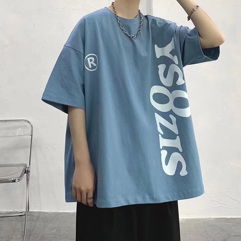 【Siêu Đẹp】áo Thun Cotton Tay Ngắn Dáng Rộng Thoải Mái In Chữ Phong Cách Đại Học Cho Nam Sinh Viên