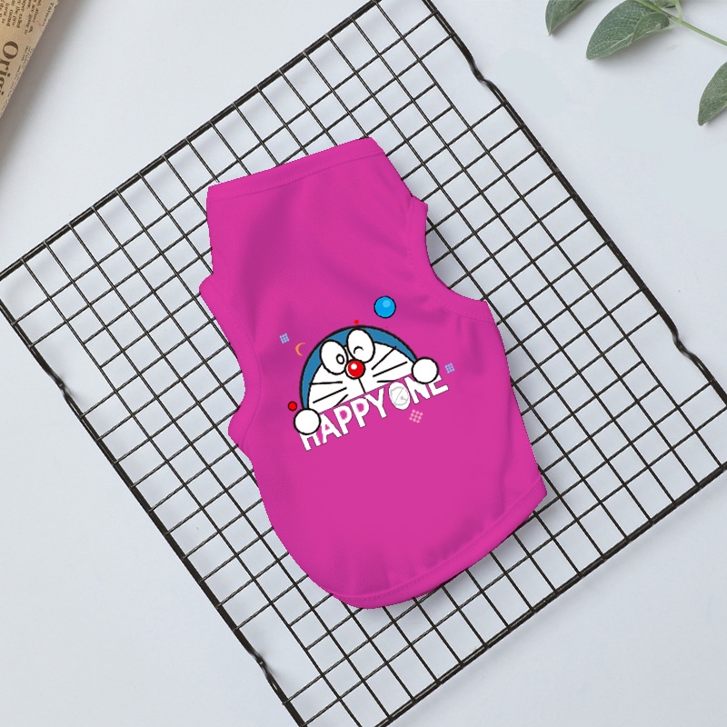 Áo Thun In Hình Doraemon Dễ Thương Thời Trang Mùa Hè Cho Thú Cưng