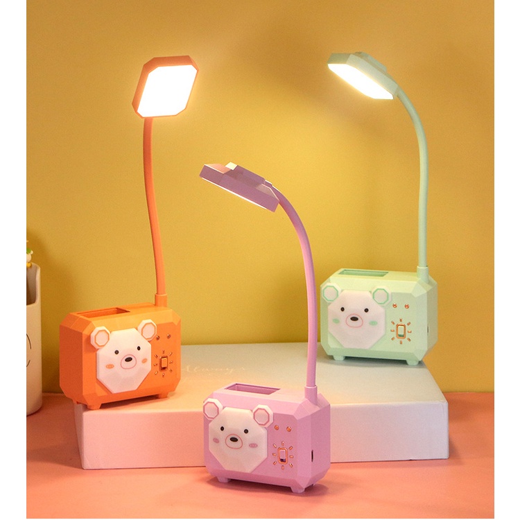 Đèn học LED hỗ trợ làm việc, đọc sách, trang trí - hình cốc bút, Có dây sạc, Pin tích điện