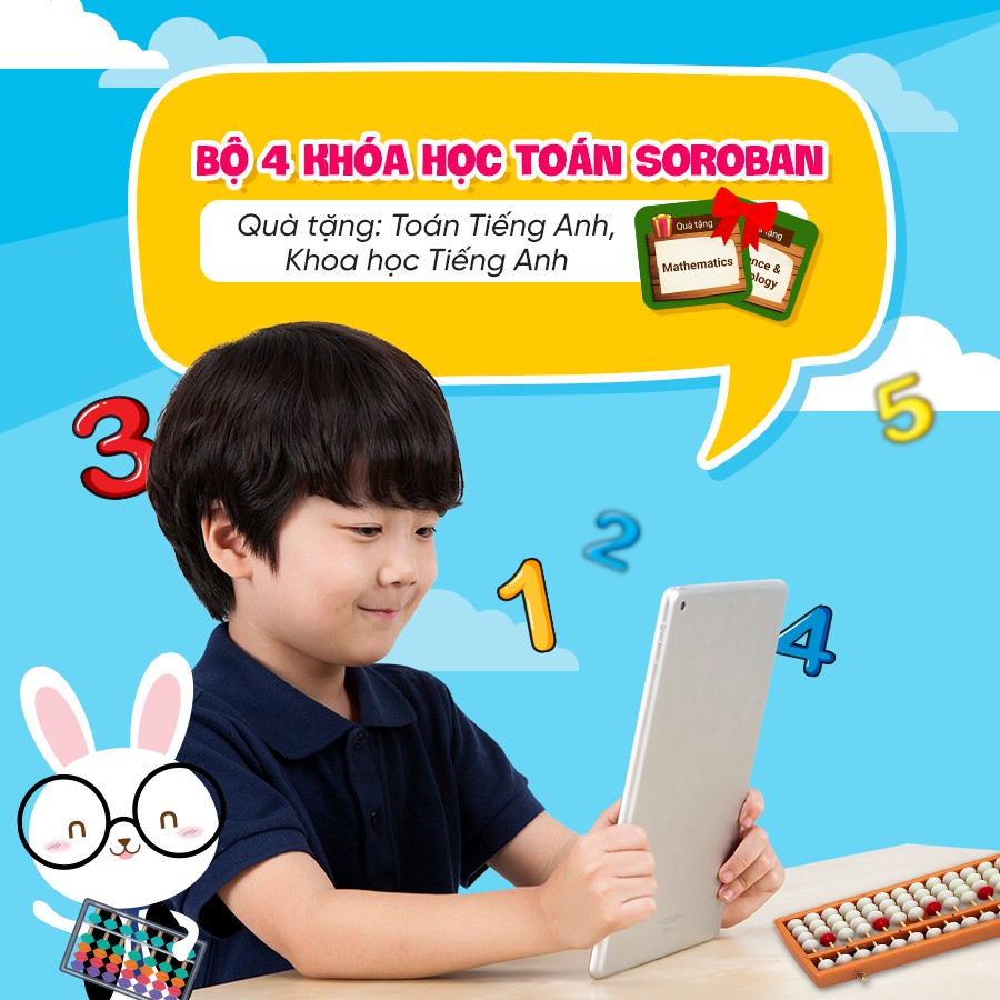 Toàn Quốc [E-Voucher]  Bộ 6 khóa học Toán Soroban - Tính toán nhanh cho trẻ 5-12 tuổi từ mẫu giáo tới lớp 6