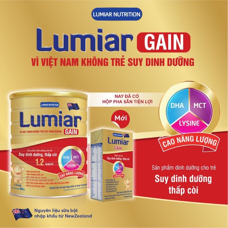 Sữa Lumiar gain. Lumiar grow. Lumiar Baby lon 900g