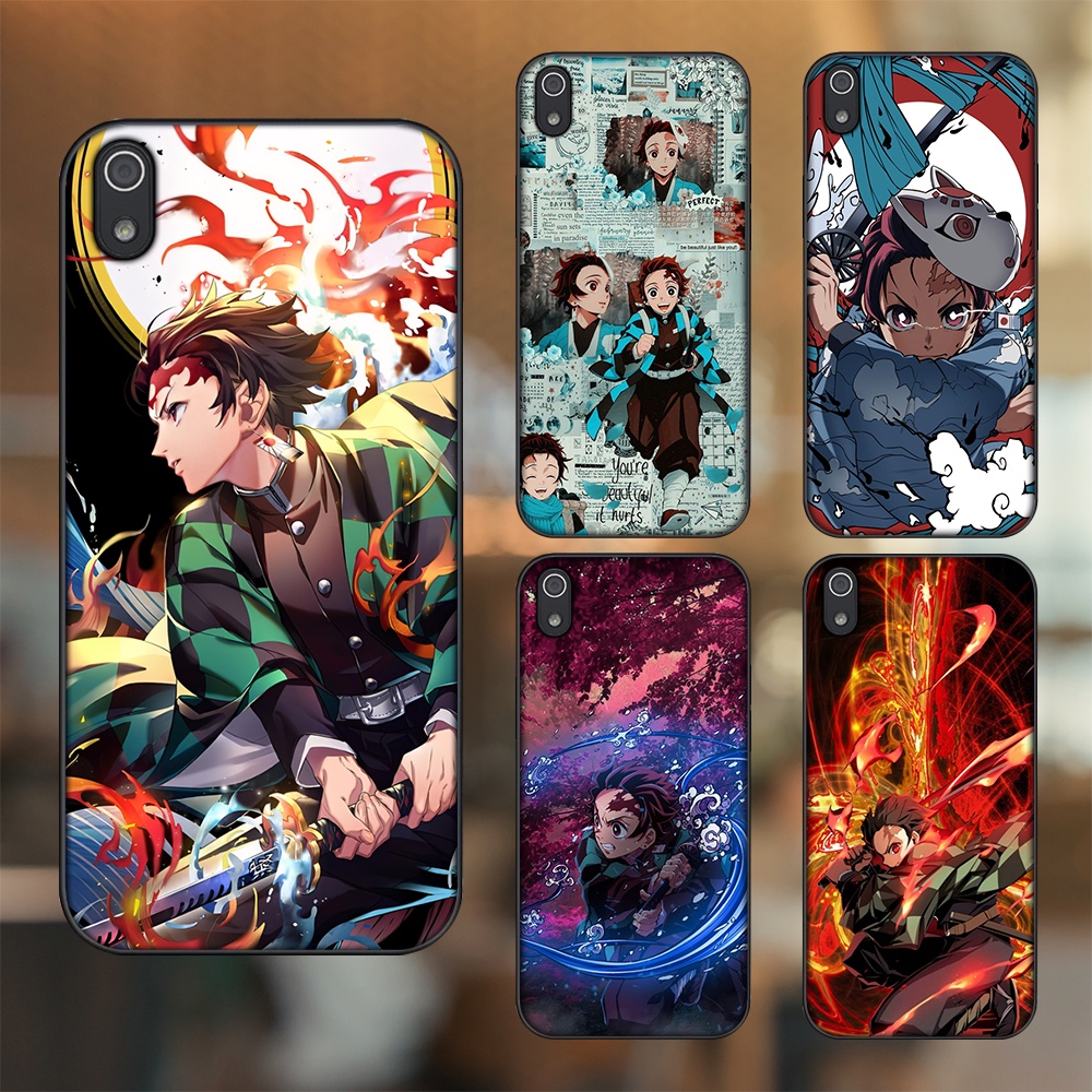 Ốp lưng Xiaomi Redmi 7A viền đen in hình Tanjiro Kimetsu No Yaiba