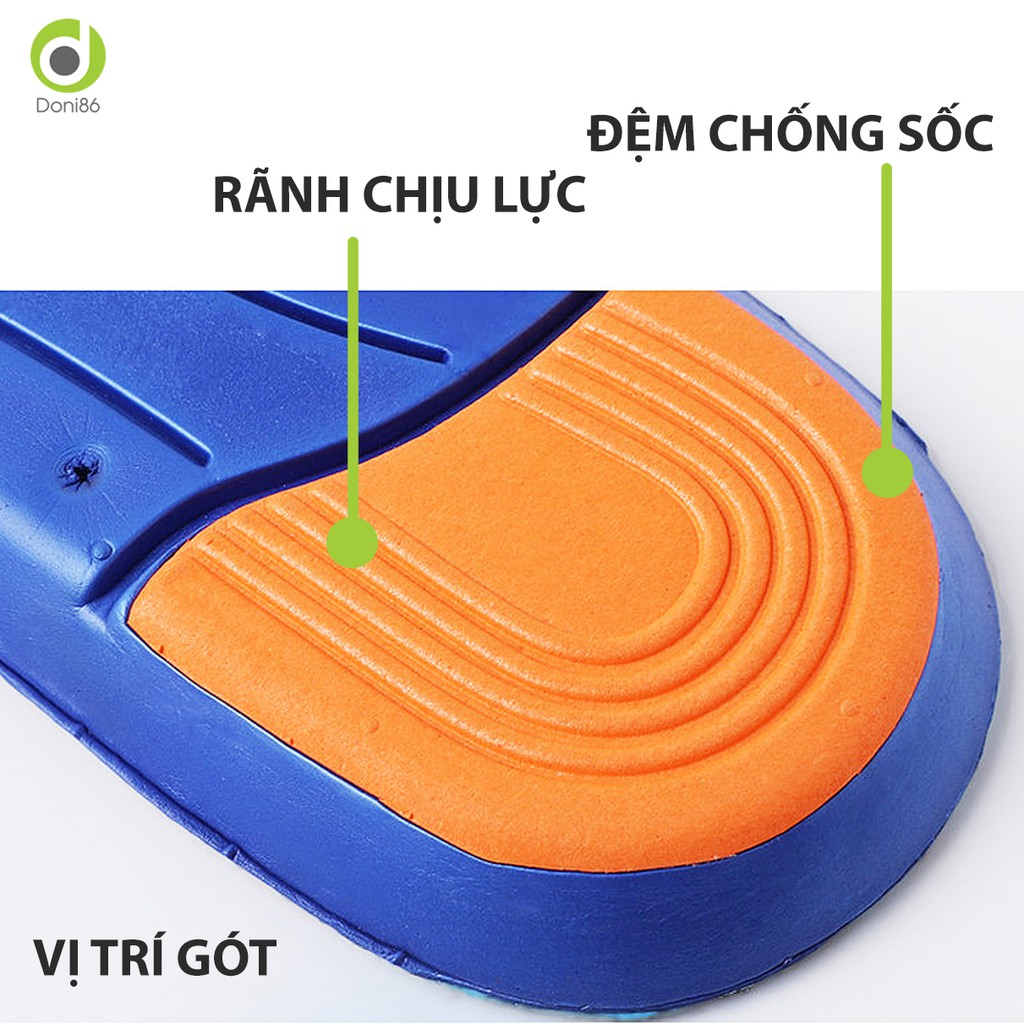 Lót giày thể thao EVA êm chân, thoáng khí và chống thốn gót - Mặt vải đen đế xanh - Doni86 - PK155