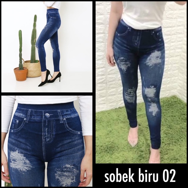 Quần Legging Giả Jean Rách Thời Trang Nữ