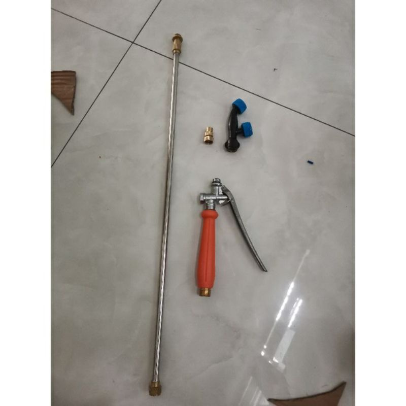 Bộ tay bóp inox+ cần inox 1.2m+ béc phun thuoc,  tưới lan,  tưới phân,  xịt xe dùng ống 8 10 12mm